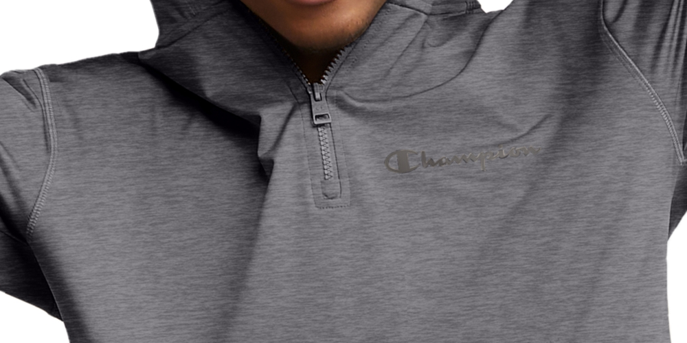 Champion Men's All Day Mvp Quarter Zip Hoodie Gray Size Small