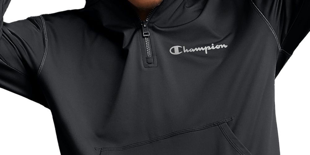 Champion Men's All Day Mvp Quarter Zip Hoodie Black Size Small