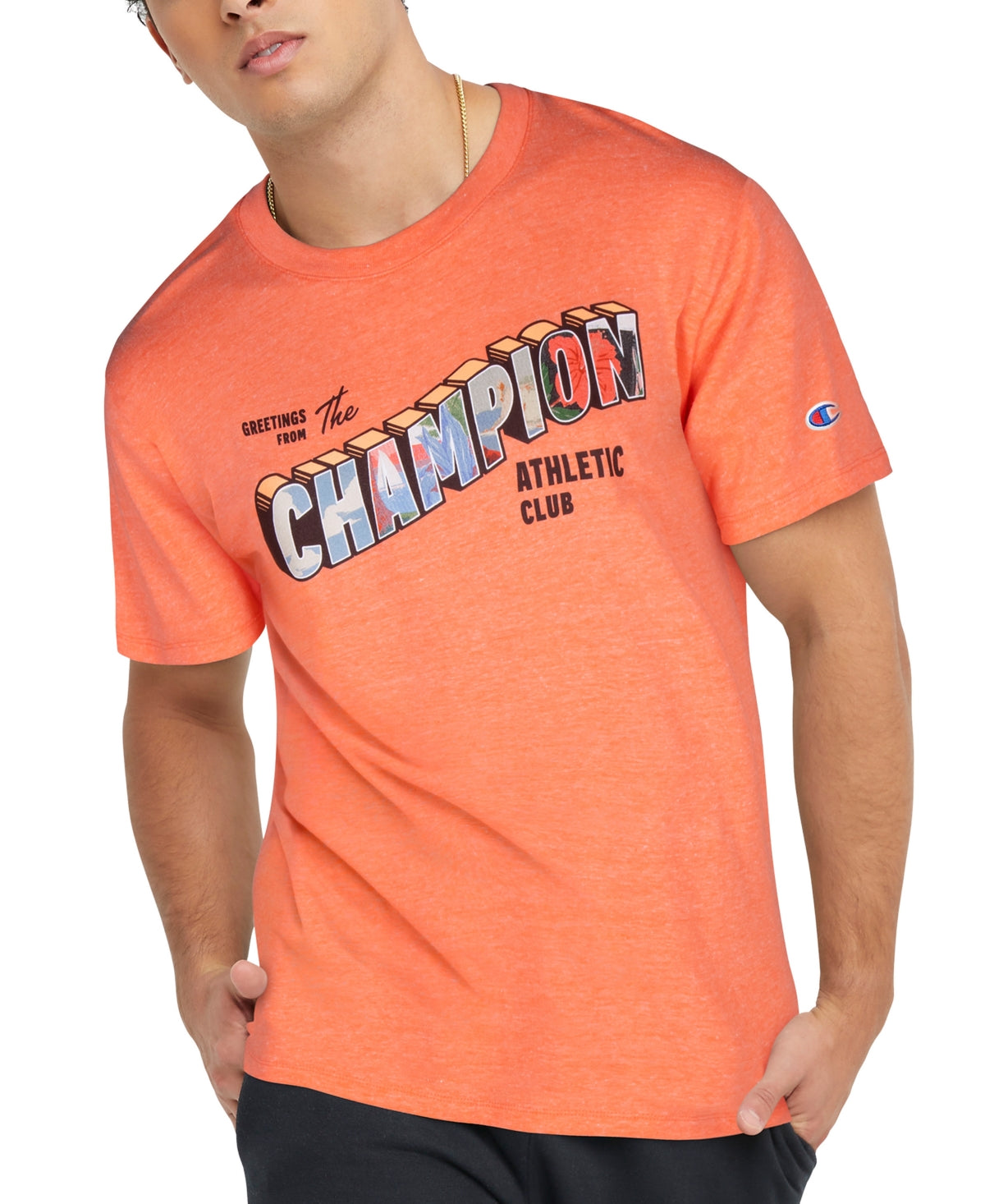 Champion Men's Classic Standard Fit Logo Graphic T Shirt Red Size Large