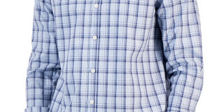 Alfani Men's Caro Classic Fit Long Sleeve Plaid Print Shirt Blue Size X-Large