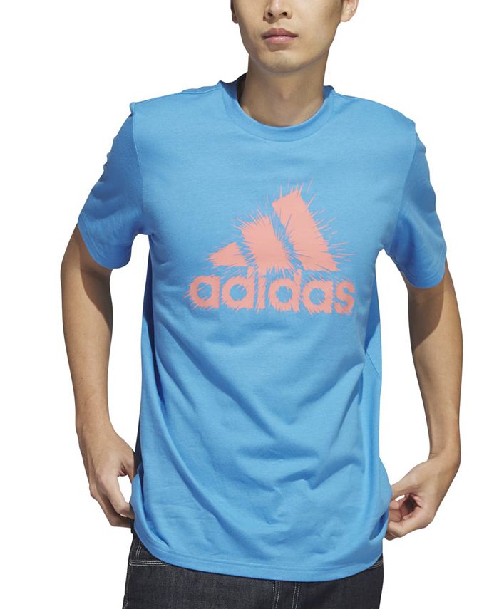 adidas Men's Short Sleeve Logo Graphic T-Shirt Blue Size Large