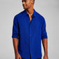 And Now This Men's Solid Long Sleeve Resort Shirt Blue Size Small
