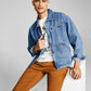 And Now This Men's Regular Fit Denim Mechanic Jacket Blue Size Small