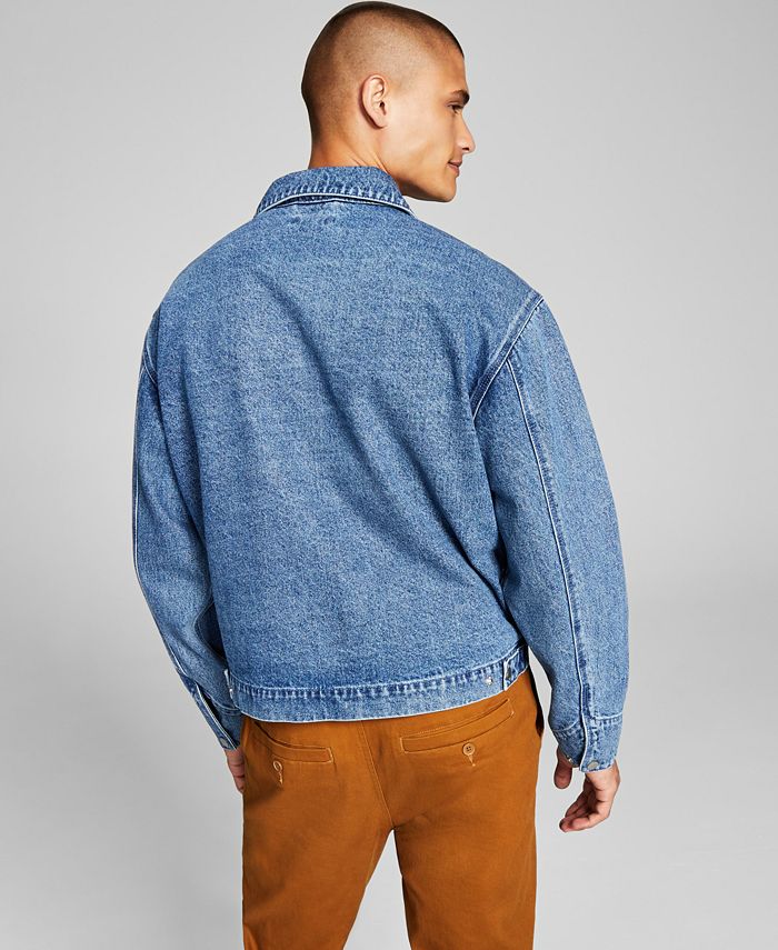 And Now This Men's Regular Fit Denim Mechanic Jacket Blue Size Small