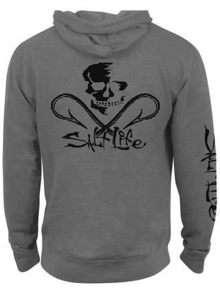 Salt Life Men's Skull and Hooks Hoodie Gray Size XXXX-Large