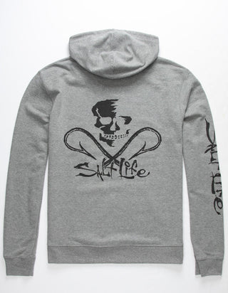 Salt Life Men's Skull and Hooks Hoodie Gray Size XXXX-Large