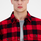 Sun + Stone Men's Carter Buffalo Plaid Long Sleeve Button Up Flannel Shirt Jacket Red Size Small