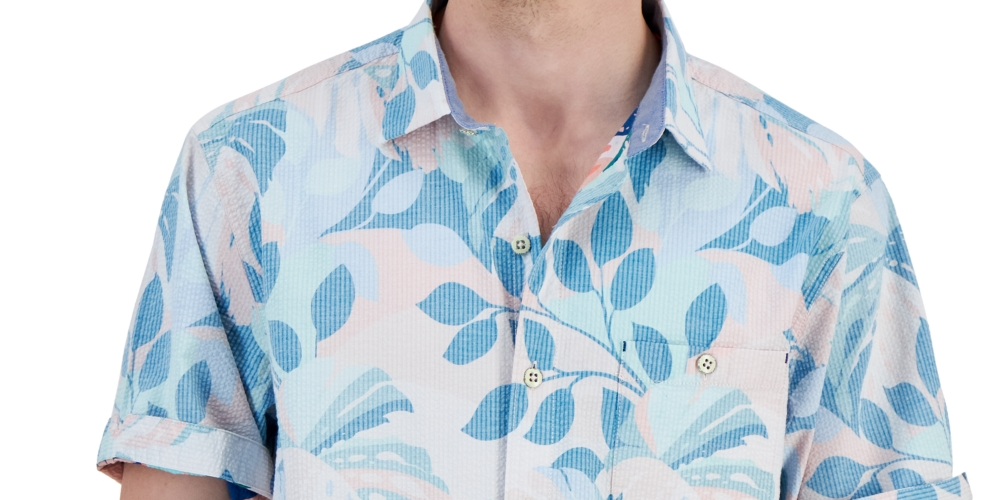Tommy Bahama Men's Nova Wave Beach Day Blooms Shirt Blue Size Medium