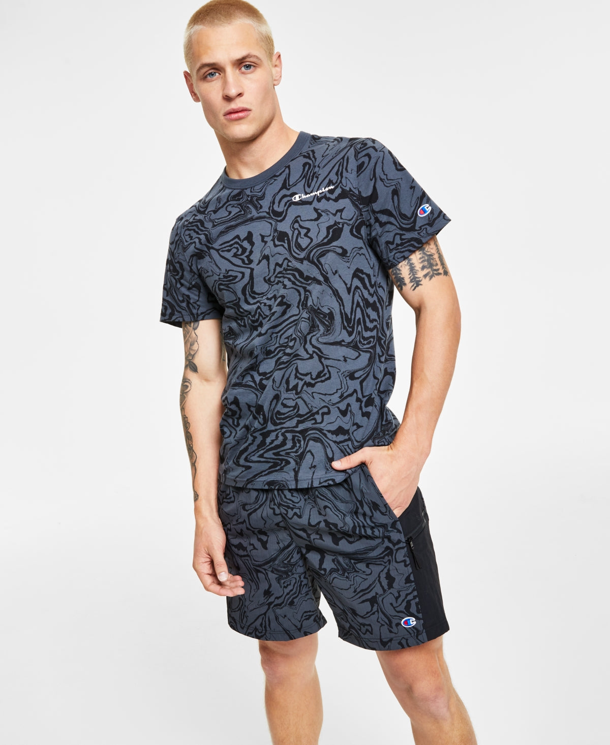 Champion Men's Classic Standard Fit Graphic T Shirt Black Size Small