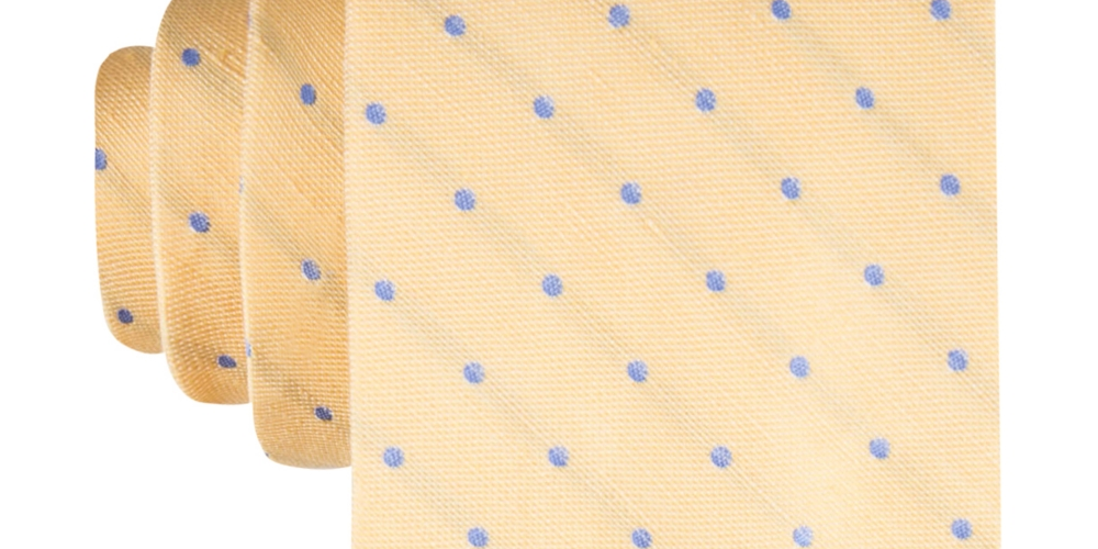 Tommy Hilfiger Men's Linen Dot Tie Yellow Size Regular