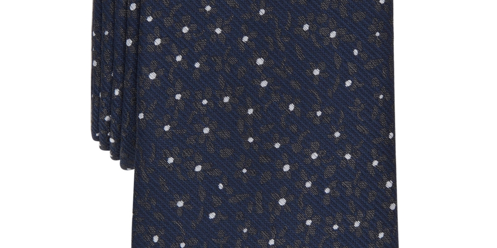 Bar III Men's Attison Skinny Floral Neat Tie Black Size Regular