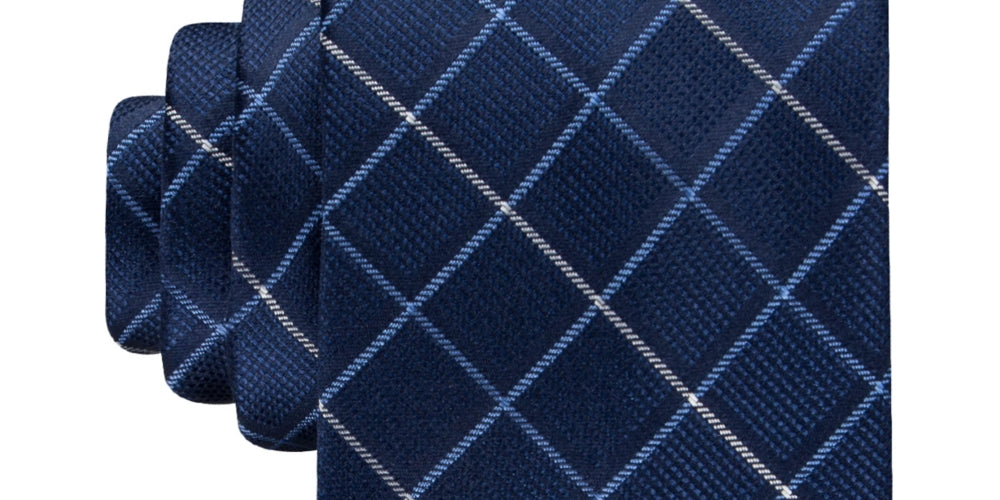 Tommy Hilfiger Men's Classic Shadow Grid Tie Blue Size Regular