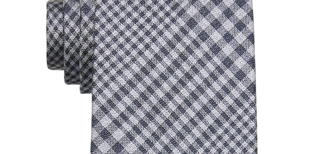 Michael Kors Men's Classic Design Glenplaid Tie Gray Size Regular