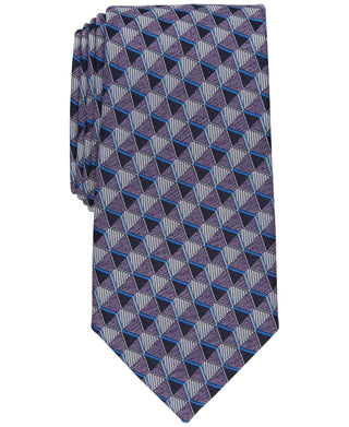 Perry Ellis Men's Dunstan Geometric Print Tie Purple Regular