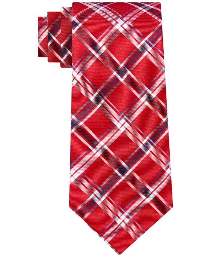 Tommy Hilfiger Men's Chicago Classic Plaid Tie Red Size Regular – Steals