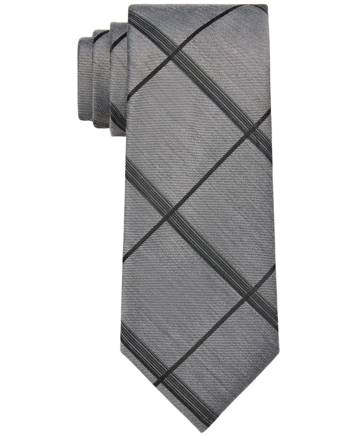 Calvin Klein Men's Slim Grid Tie Gray Size Regular