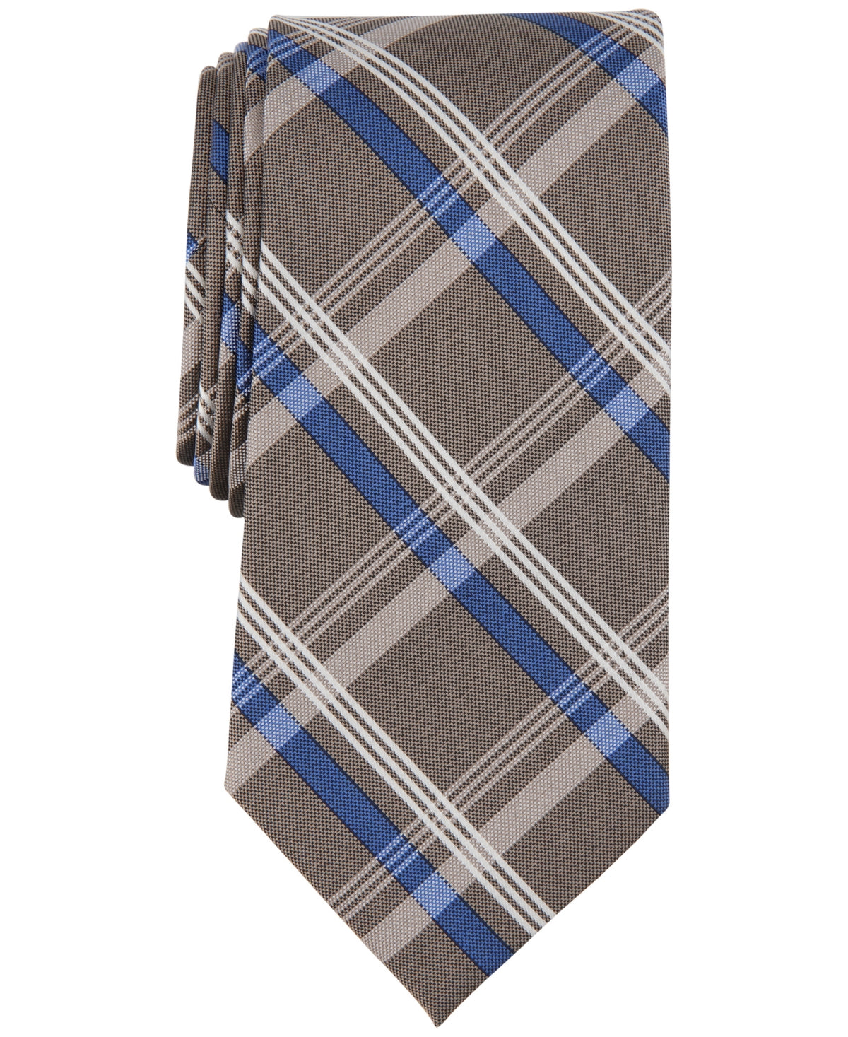 Michael Kors Men's Sadies Plaid Tie Brown Size Regular