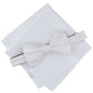 Alfani Men's 2 Pc Pre Tied Herringbone Dot Bow Tie & Solid Pocket Square Set White Size Regular