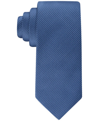 Calvin Klein Men's Shiny Mini Stripe Solid Tie Blue Size Regular