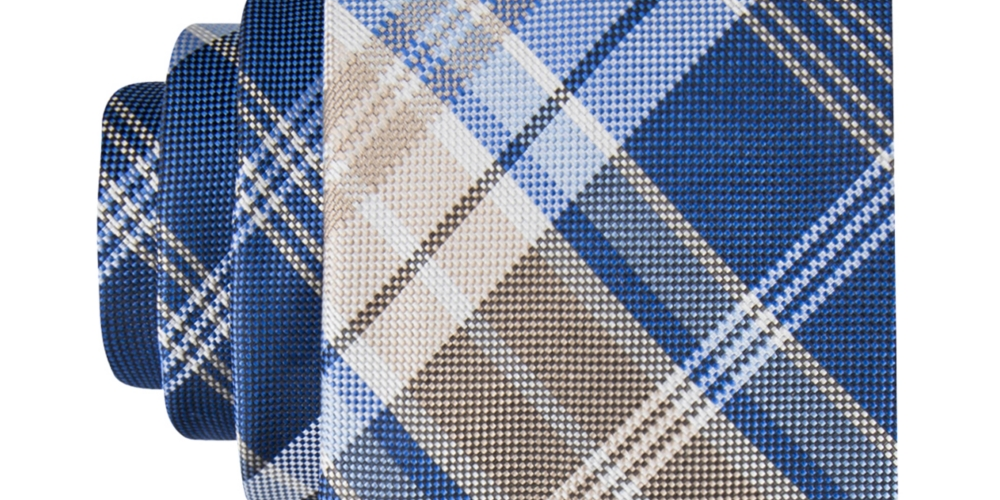 Tommy Hilfiger Men's Classic Plaid Tie Beige Size Regular