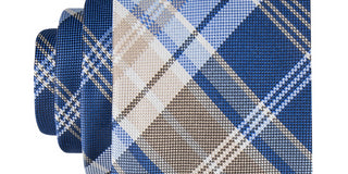 Tommy Hilfiger Men's Classic Plaid Tie Beige Size Regular