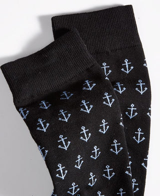 Club Room Men's Anchor Crew Socks Black Size 10-13