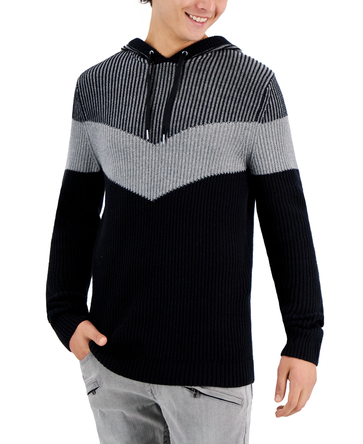 Inc International Concepts Men's Colorblocked Hoodie Sweater Black Size M