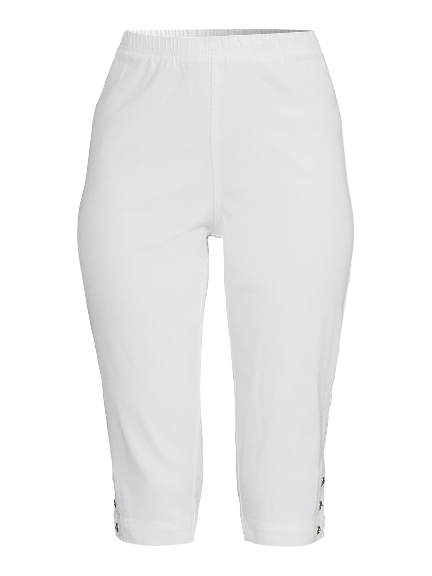 RealSize Women's 17 Pull On Stretch Bling Capri White Size L