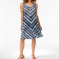 Style & Co Petite Cross-Back Printed Dress Blue Size P/XS