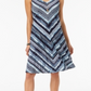 Style & Co Petite Cross-Back Printed Dress Blue Size P/XS