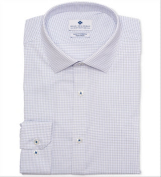 Ryan Seacrest Mens Check Collared Slim Fit Dress Shirt Blue Size 18X34-35