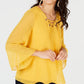 Thalia Sodi Women 3/4 Sleeve V-Neck Lace-Up Printed Top Multi Size S