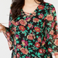 Thalia Sodi Women 3/4 Sleeve V-Neck Lace-Up Printed Top Multi Size S