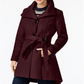 Madden Girl Juniors' Faux-Leather-Trim Skirted Coat Red Size L