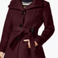 Madden Girl Juniors' Faux-Leather-Trim Skirted Coat Red Size L