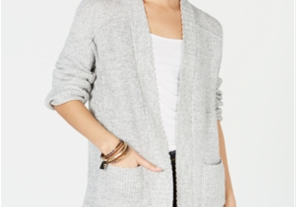 Style & Co Open-Front Completer Cardigan Gray Size XXL
