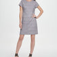 DKNY Women's Short Sleeve Menswear Print Shift Dress Gray Size 6