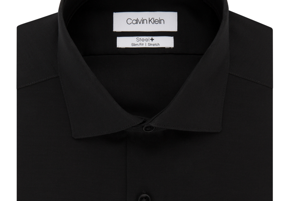 Calvin Klein Men's Steel Slim-Fit Non-Iron Stretch Performance Dress Shirt Black Size 16.5X32-33