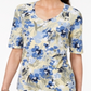 Karen Scott Printed V-Neck Top Blue Size XXL