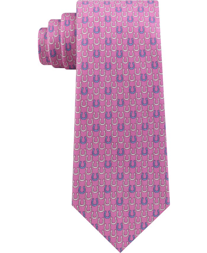 Tommy Hilfiger Men's Derby Classic Horseshoe Silk Tie Pink One Size