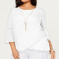 Jm Collection Plus Size Crossover-Hem Necklace Top White Size 0X