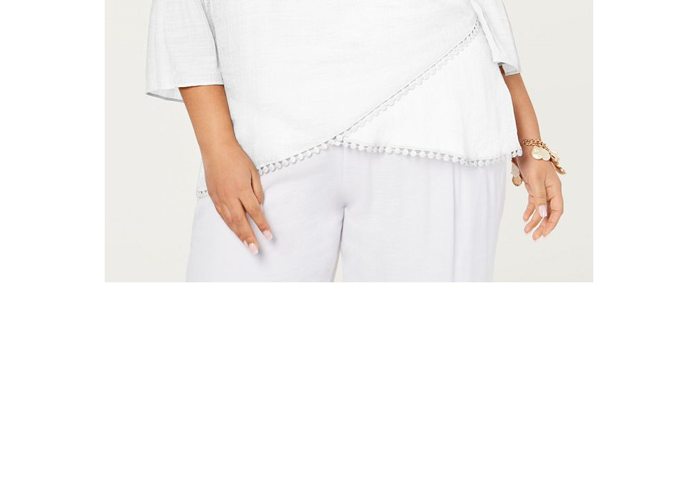 Jm Collection Plus Size Crossover-Hem Necklace Top White Size 0X