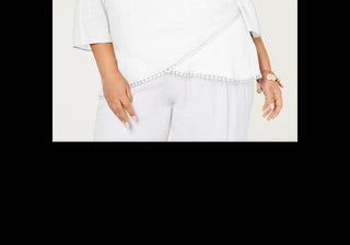 Jm Collection Plus Size Crossover-Hem Necklace Top White Size 0X