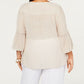 Jm Collection Plus Size Crossover-Hem Necklace Top White Size 1X
