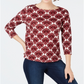 Charter Club Petite Striped Cotton Button-Shoulder Top Red Size PL
