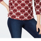 Charter Club Petite Striped Cotton Button-Shoulder Top Red Size PL