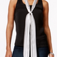 Vince Camuto Silk Pinstripe Skinny Scarf White One Size