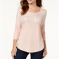 JM Collection Women's Printed T-Shirt Beige Size X-Large