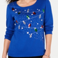 Karen Scott Women's Cotton Holiday Lights Sequin Top Blue Size X-Large