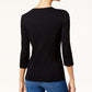 Karen Scott Women's Cotton Embellished Graphic Print T-Shirt Black Size X-Large